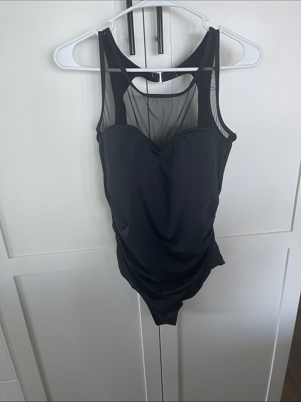 Black Mesh-Back One-Piece Swimsuitv